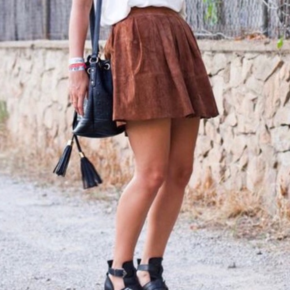H&M Faux Suede Skater Skirt